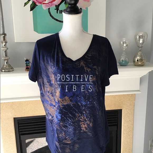tek gear Tops - Navy Positive Vibes tee XL Drytek